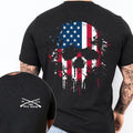 Patriotic American Flag Skull TShirt Regular Fit Street Round Neck Short Sleeve Shirt,Menswear, America 4th of July T-Shirt, Menswear Graphic Tee Top