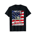 WTF Is A Kilometer Patriotic Skeleton Uncle Sam Graphic T-Shirt - Funny Cringey July 4th Meme Tee with American Flag Design, Regular Fit Short Sleeve Casual Shirt for Independence Day & Casual Attire