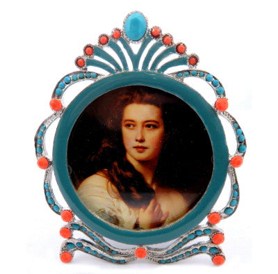 Small picture frame jewel accents in blue and orange pf94